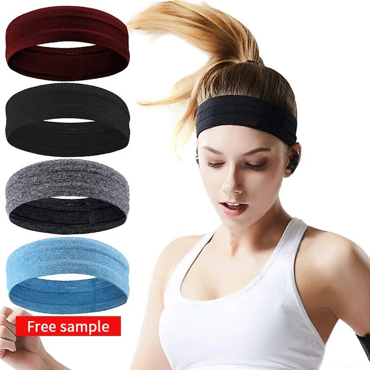 Custom Logo Running Spandex Unisex Exercise Yoga Hair Band Anti Slip Woman Wholesale Elastic Sports Headband Sweatband Workout