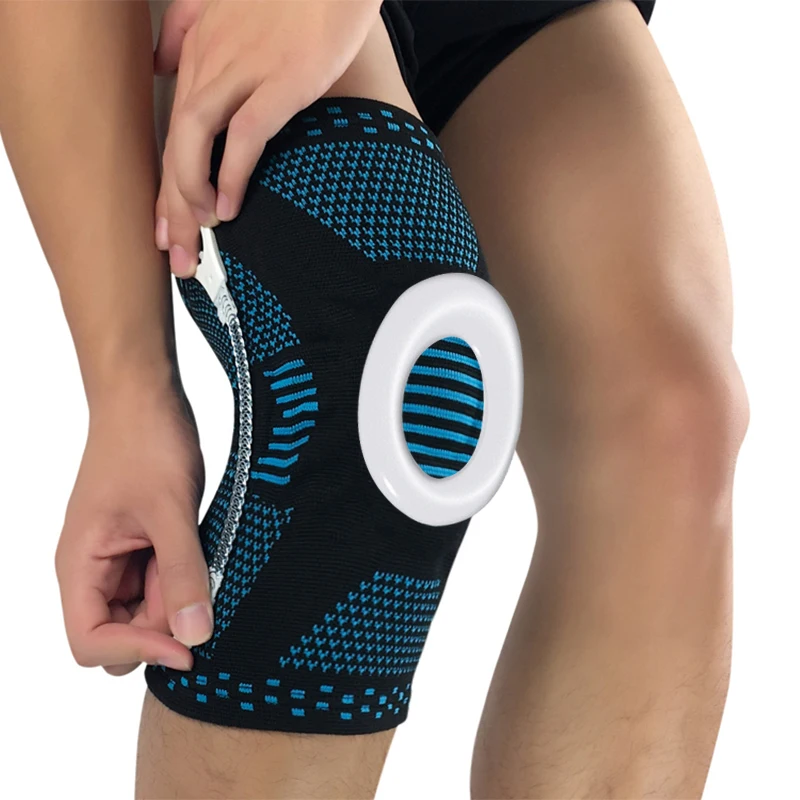 Настраиваемый вязаный нейлоновый силиконовый наколенник, Эластичный компрессионный наколенник, наколенники для бега, баскетбола, тяжелой атлетики