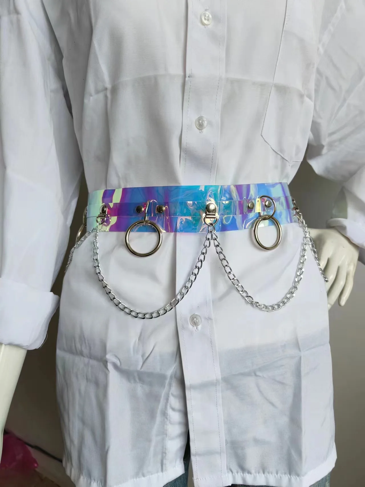 New  Punk Leather Body Chains Black Waist Chain Layered Nightclub Ring Belt Belly Chains Rave Party Body Jewelry Accessories for