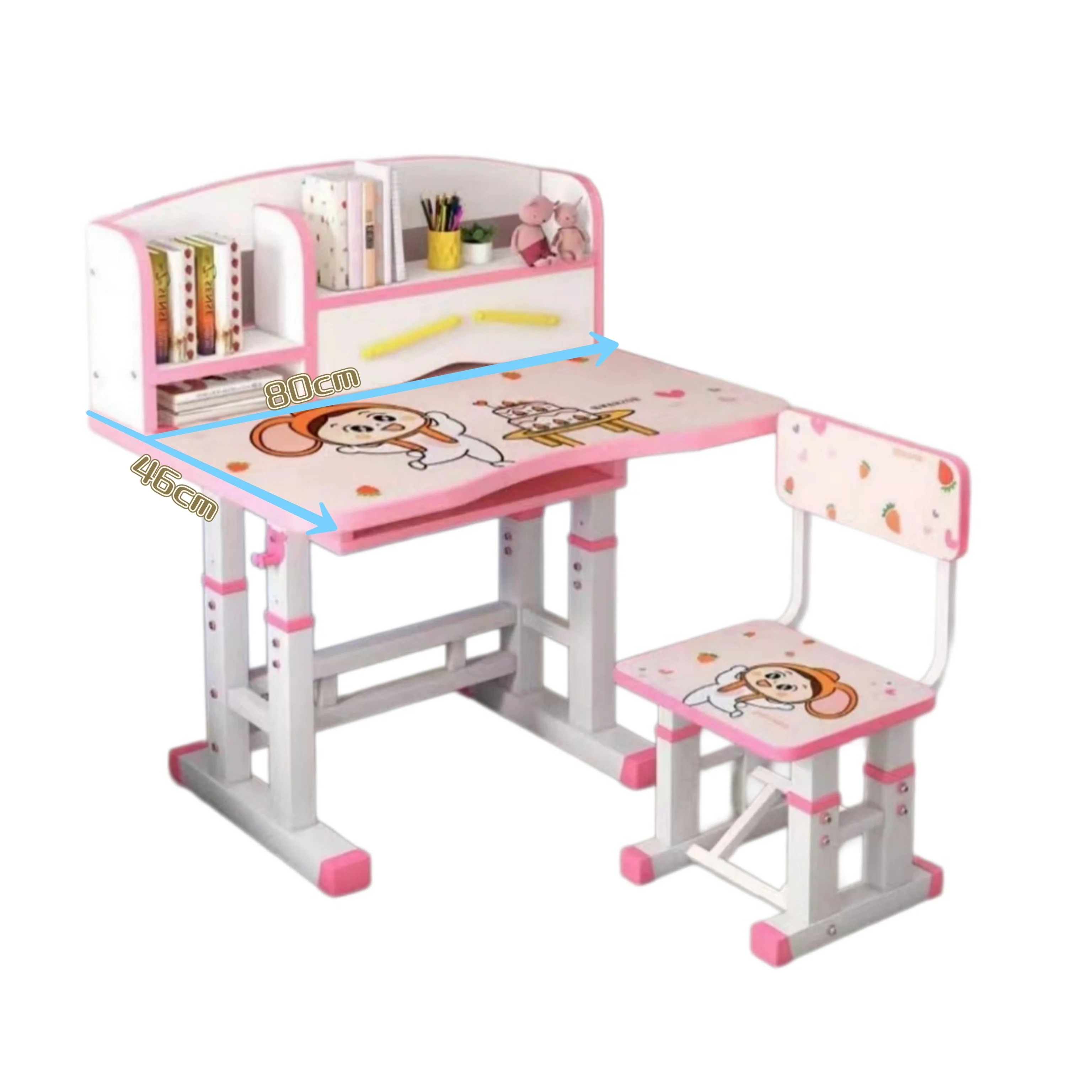 Ergonomic Kids study table and Desk Chair Set Blue Pink Height Adjustable Home Furniture