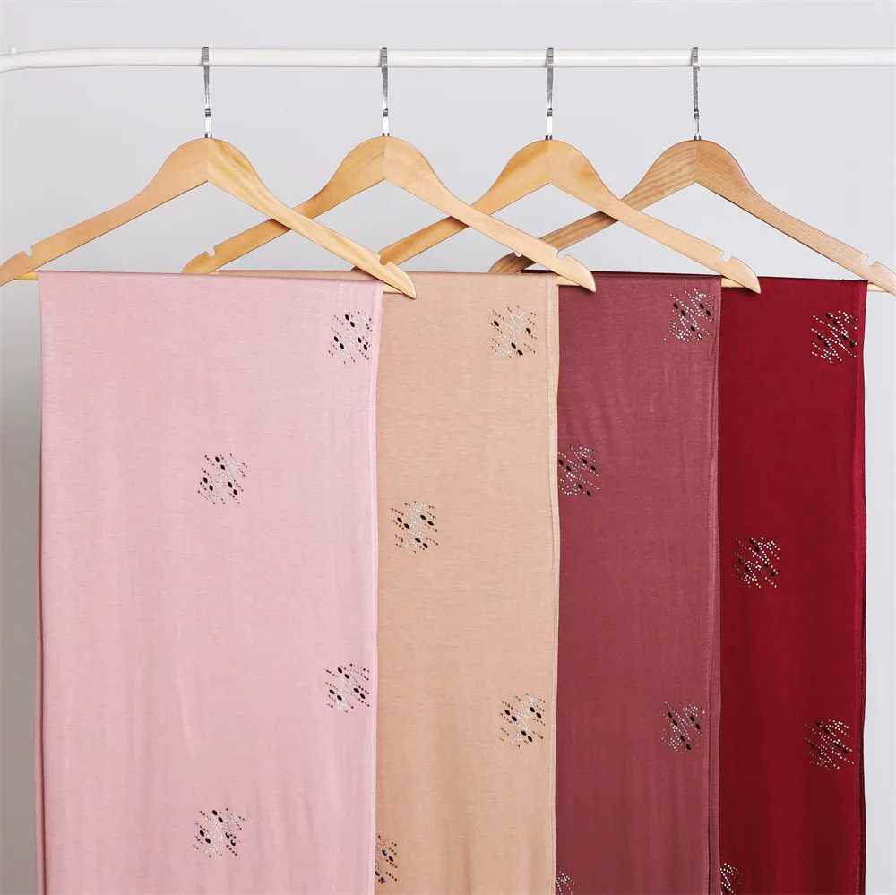 Chunky Mercerized Cotton Headscarf Hijab For Women Wholesale Solid Color Muslim Women Long Turban