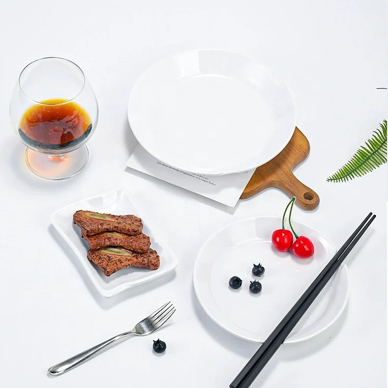 Factory wholesale unbreakable round plastic dinner ware with chopsticks Melamine Dinner Plate restaurant