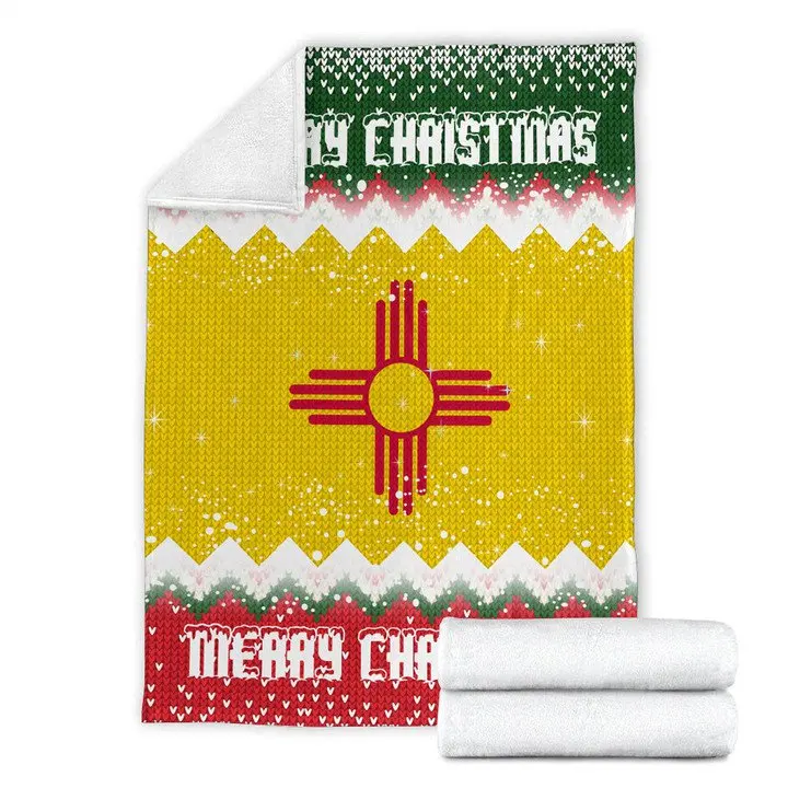 Merry Christmas Custom Flag Of New Mexico Winter Blankets for Sofa Bed Office Warm Home Decor Dropshipping Soft Towel Blankets