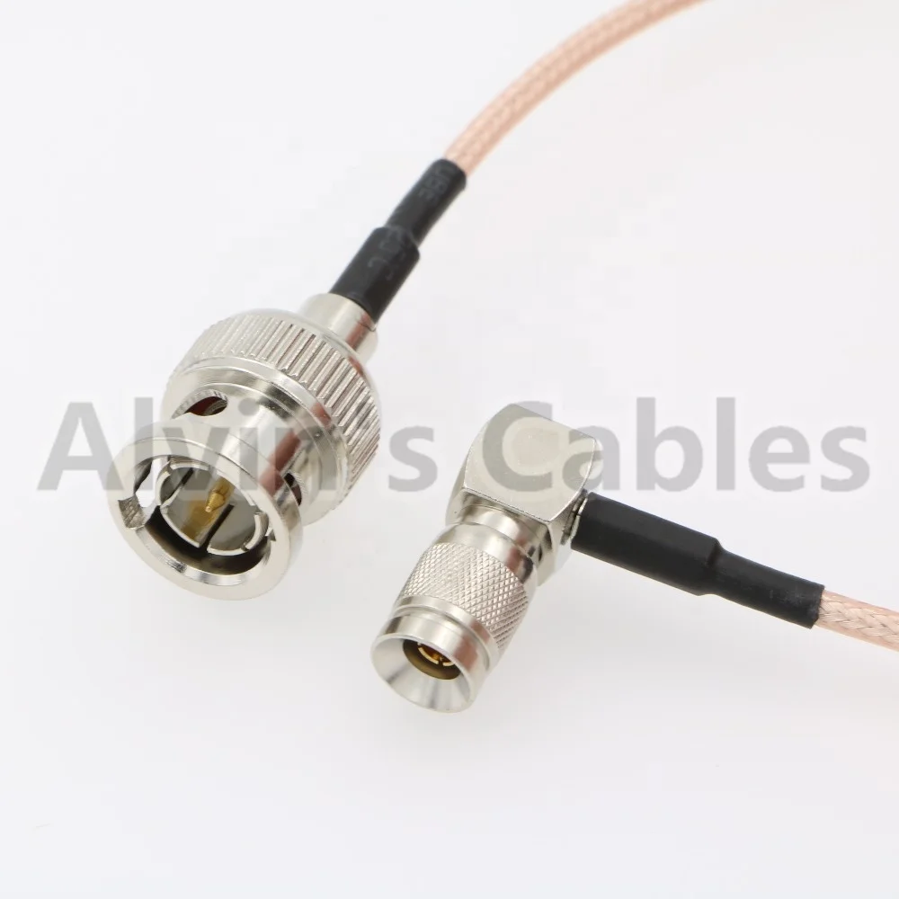 
75ohm RG179 SDI BNC Male Straight to DIN 1.0/2.3 Right Angle Power Cable for Blackmagic 