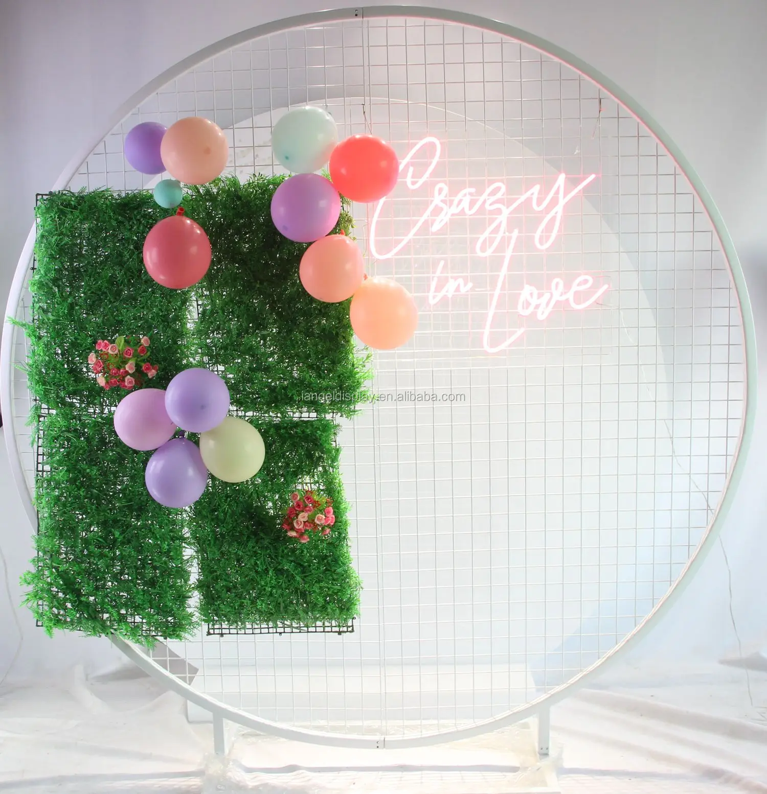 Iangel flower wall photography backdrop circle acrylic wedding backdrop decoration