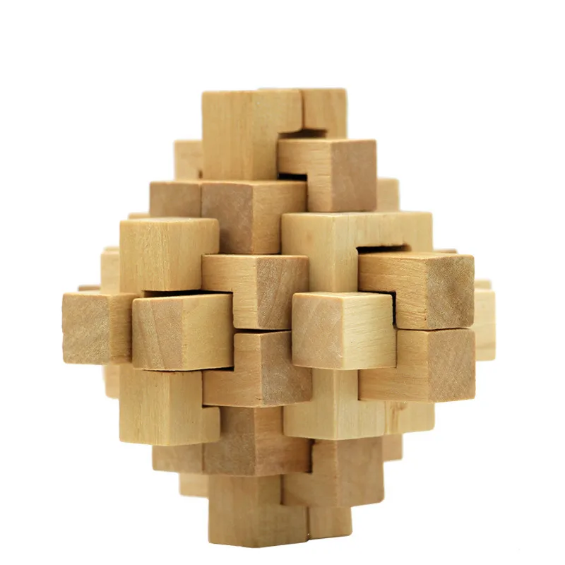 INS Hot Sales Nature Wood Kongming Lock Custom Building Toys 3D Luban Lock Puzzle