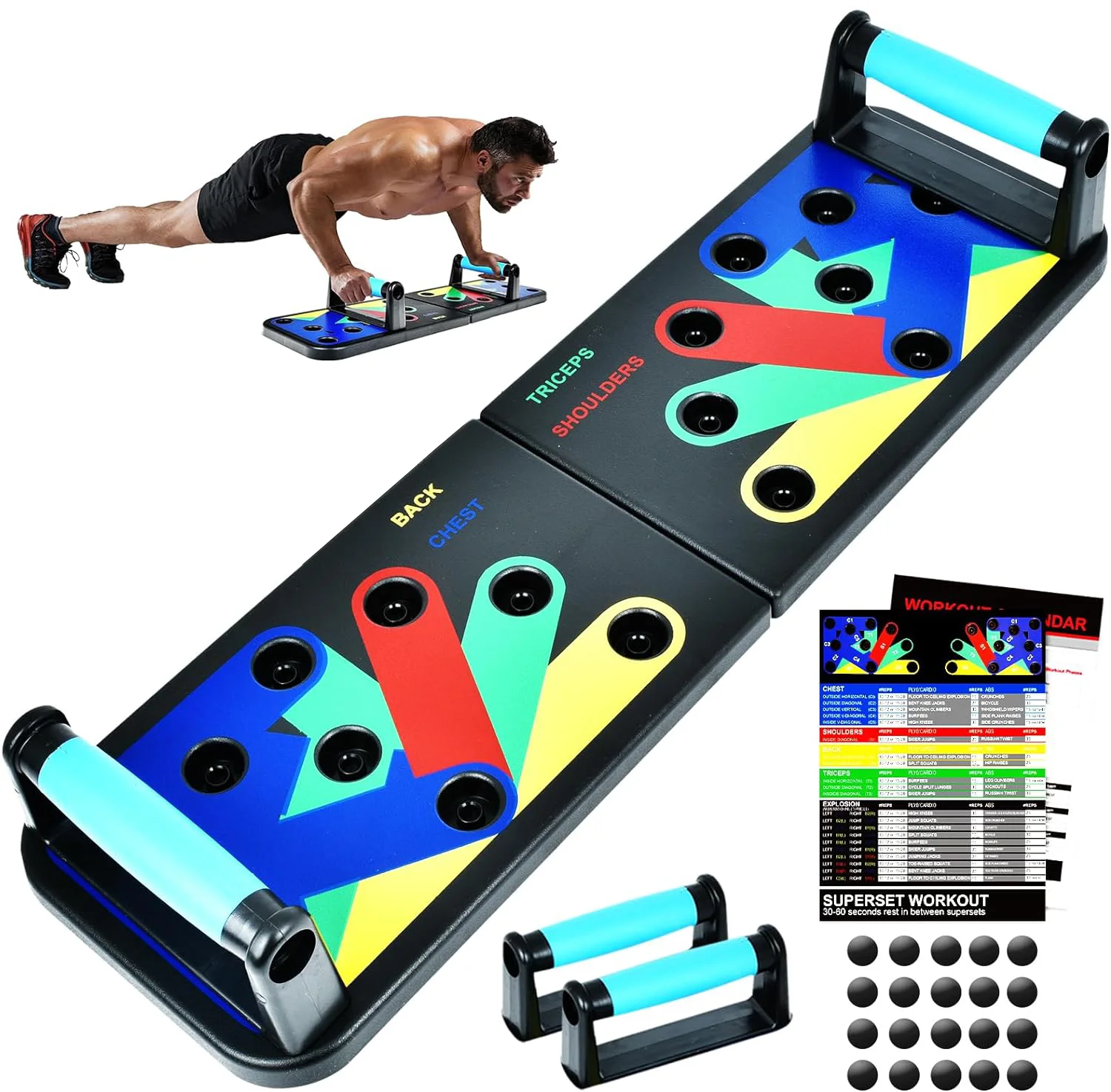 RS Multi-Functional Home Workout Equipment Push Up Board 12 in 1 Push up Bar Body Fitness Training Board Folding Push Up Board