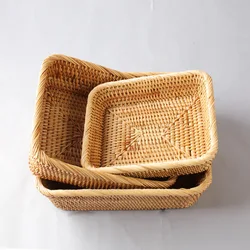 Vietnam Rattan Fruit Basket Home Fruit Plate Living Room Snacks Candy Basket Refreshment Box Coffee Table Storage Basket