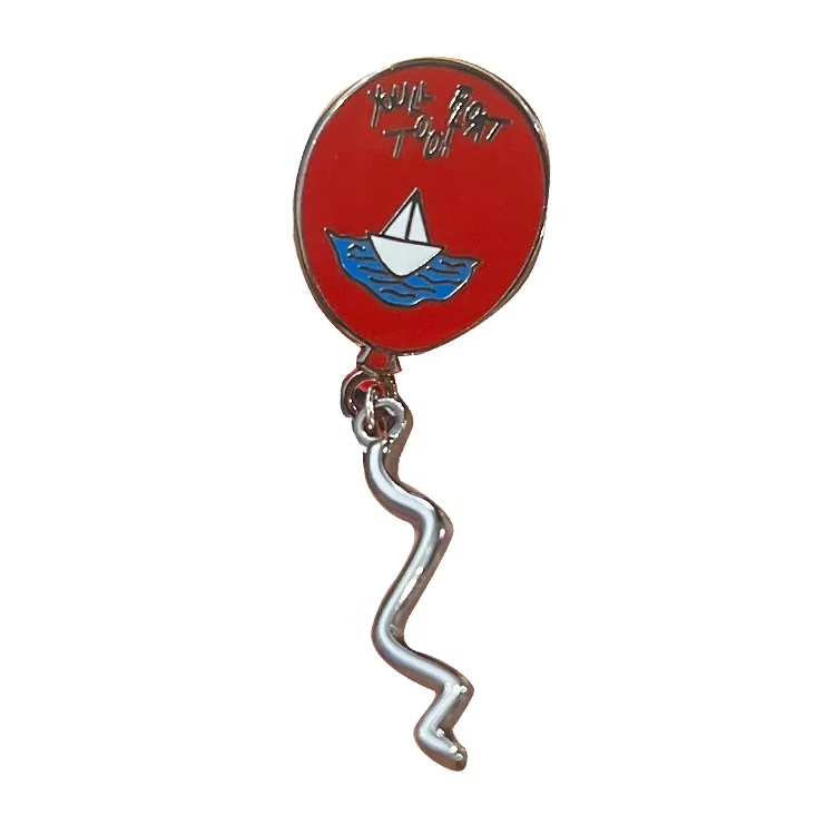 No Minimum Order Customized balloon Design Hard Enamel Pin Two Pieces Connected Lapel Pin In Black Nickel Metal