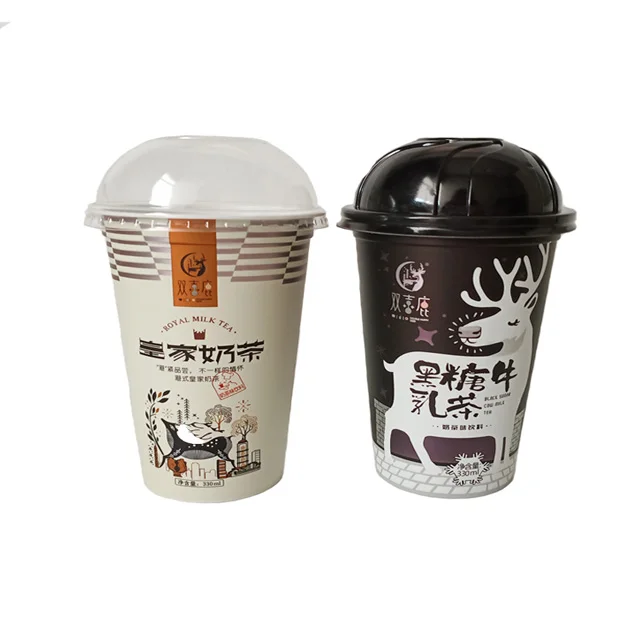 
12oz/350ml custom disposable IML Injection PP plastic milk tea or coffee cup beverage cup with lid 