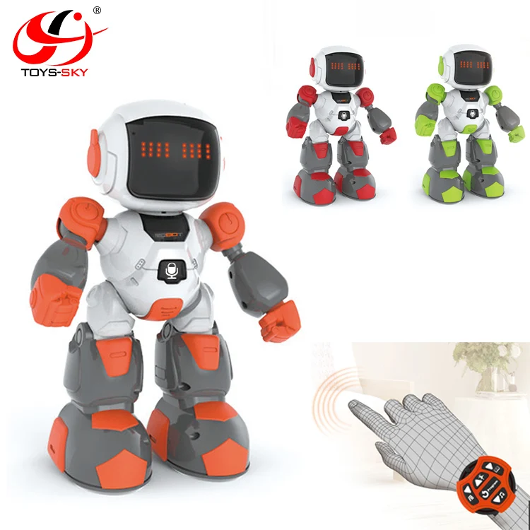 2.4G 4CH Watch Remote Control Intelligent Recording Toy Robot Smart Kids Technology Educational with Light Sound