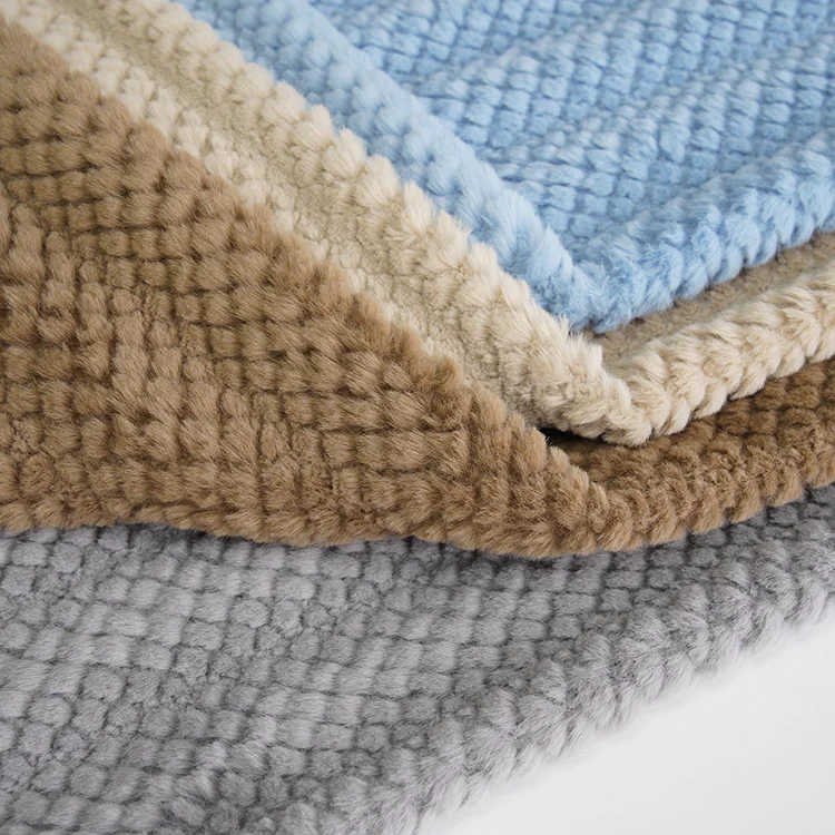 100% Polyester Wholesale Custom Color Jacquard Pineapple Faux fur Fabric For Winter  Slipper Coat