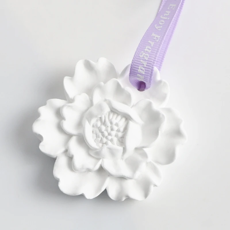 Wholesale Stocked Peony Flower Pendant Aromatherapy Scented Ceramic Aroma Porcelain Stone Essential Oil Fragrance Diffuser