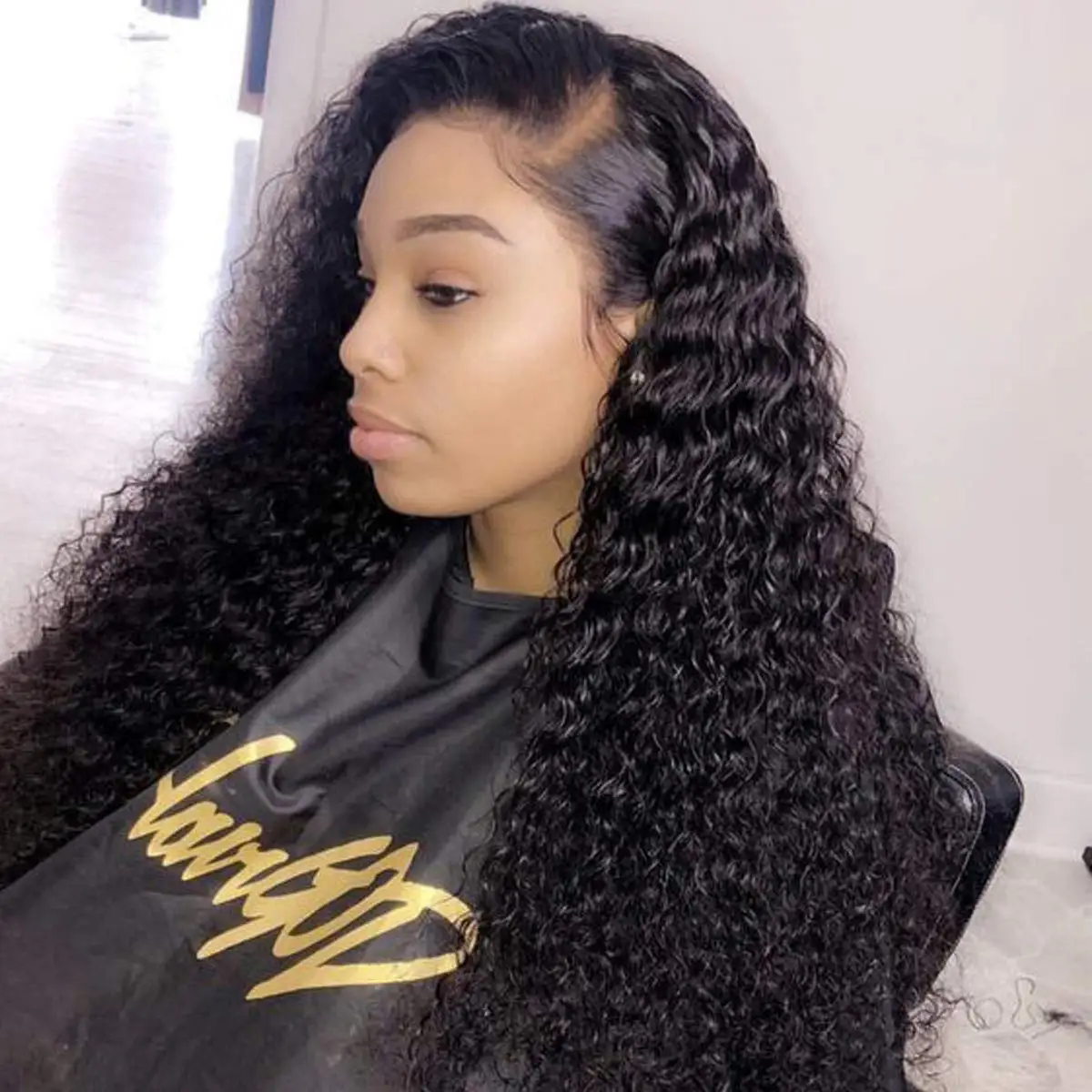 
Full cuticle kinky curly lace front wig for white women,cheap brazilian human hair lace front wig with baby hair 