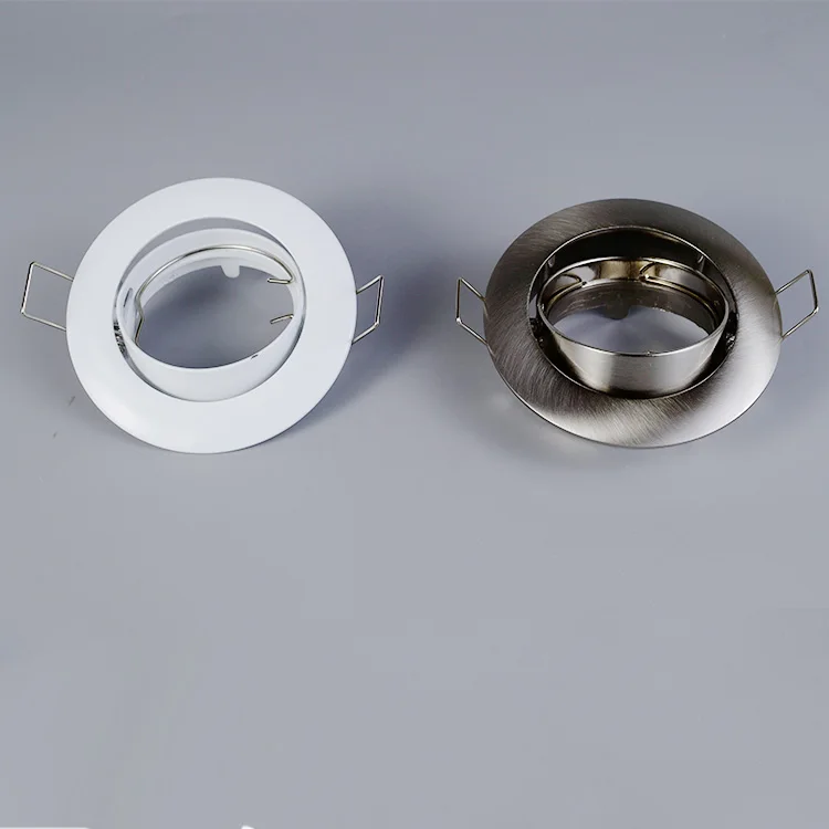 10x Modern GU10 Downlights for Ceiling, Round Matt White Metal Frame for Recessed Ceiling Lights, Tilt Swivel Spotlight
