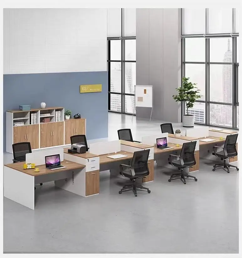 High quality 3 person partition workstation tables with wire box computer desk