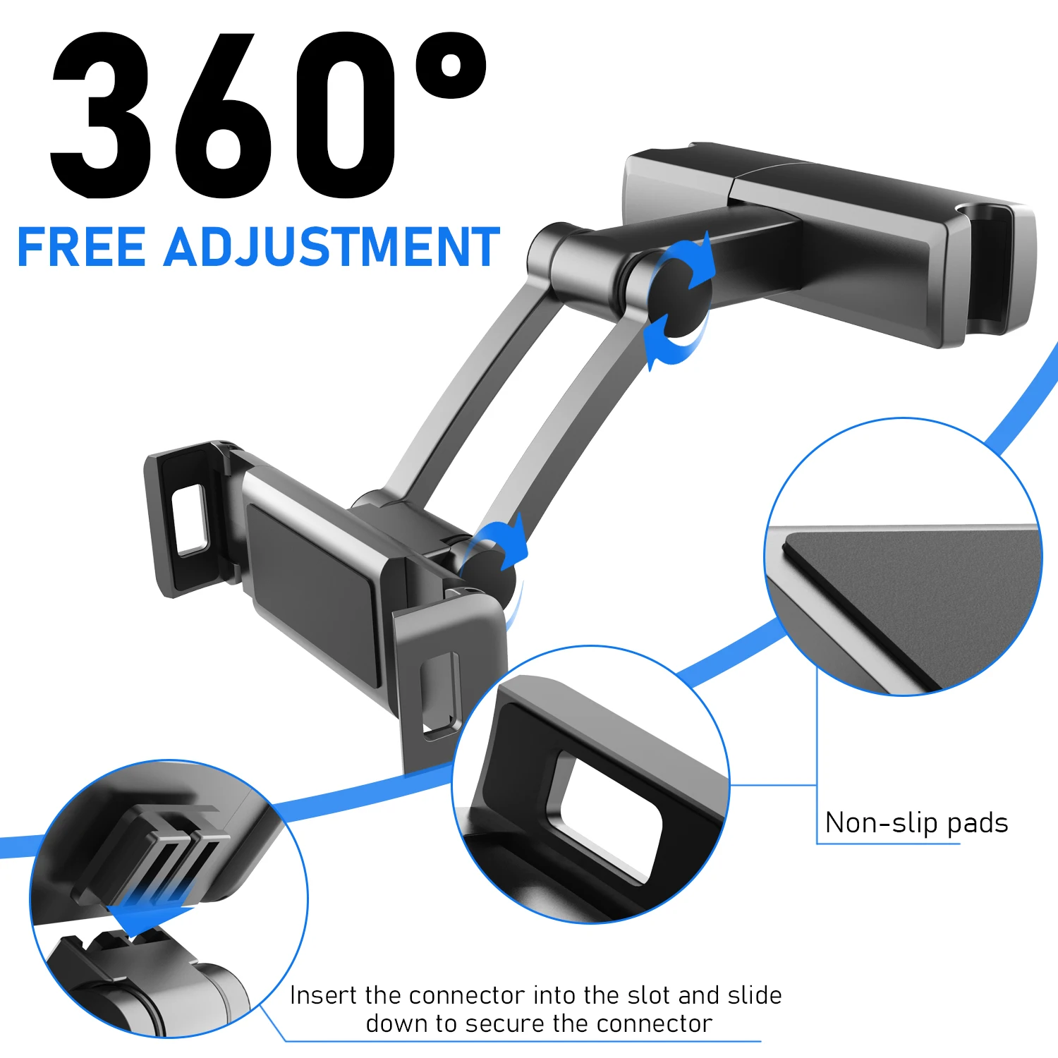  Universal Car Pillow Mobile Tablet Stand Mount Bracket Adjustable Holding Clamp Back Seat Headrest Phone Holder for