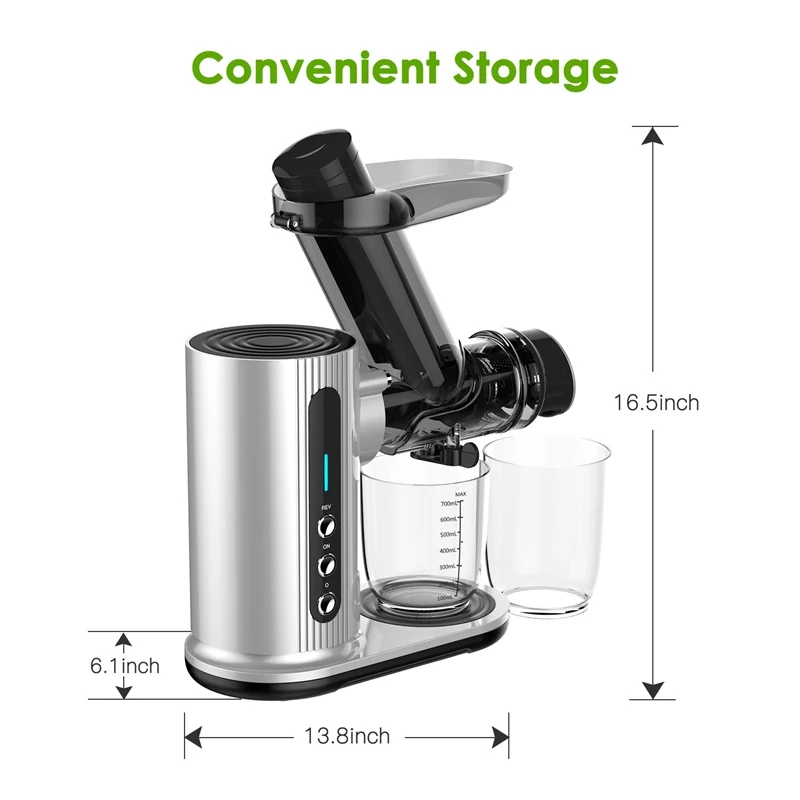 Bespoke Electric Cold Press Horizontal Easy Clean 150-Watt Slow Juicer Extractor Machine