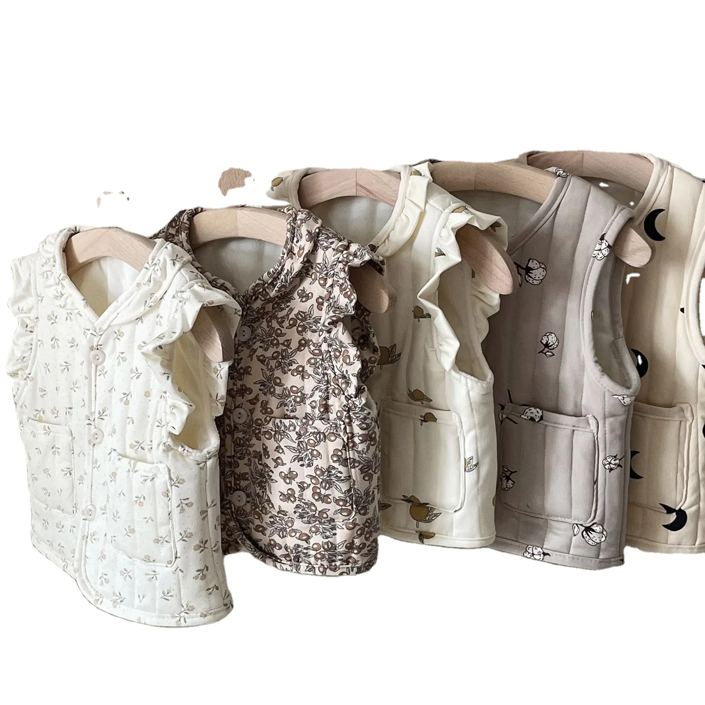 Green Horizon Kids Polyester waistcoat Jackets Girls Casual round Collar Sleeveless Vast Autumn Unisex Clothes For Babies