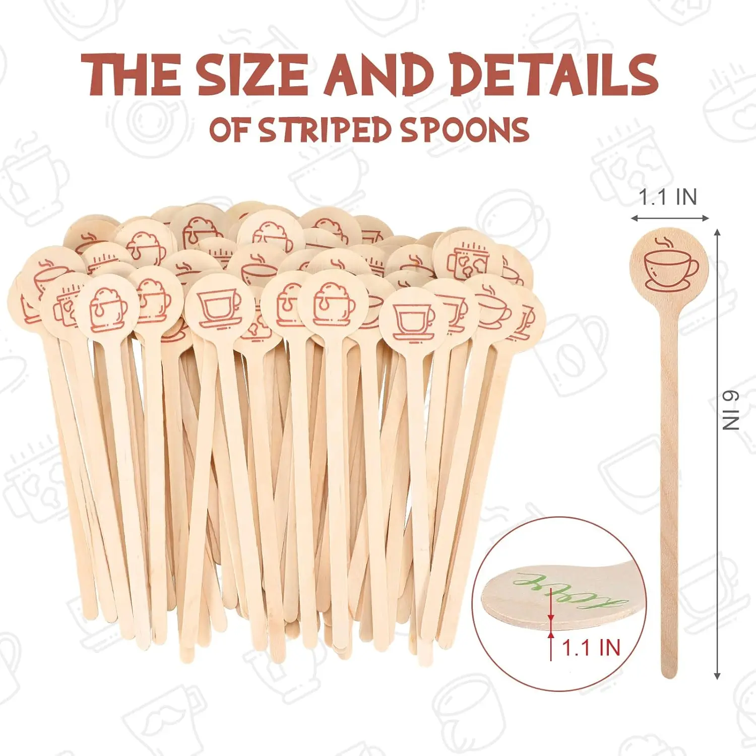 YDS Wooden Coffee Stirrer 6 Inch Disposable Wooden Cocktail Drink Stirrers Beverage Coffee Stir Sticks