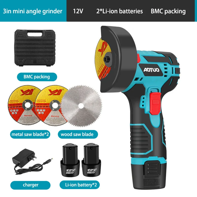 Portable 3 Inch Mini Electric Angle Grinder Small Cordless 12V Rechargeable Lithium Battery Home DIY Polisher Cutting Machine