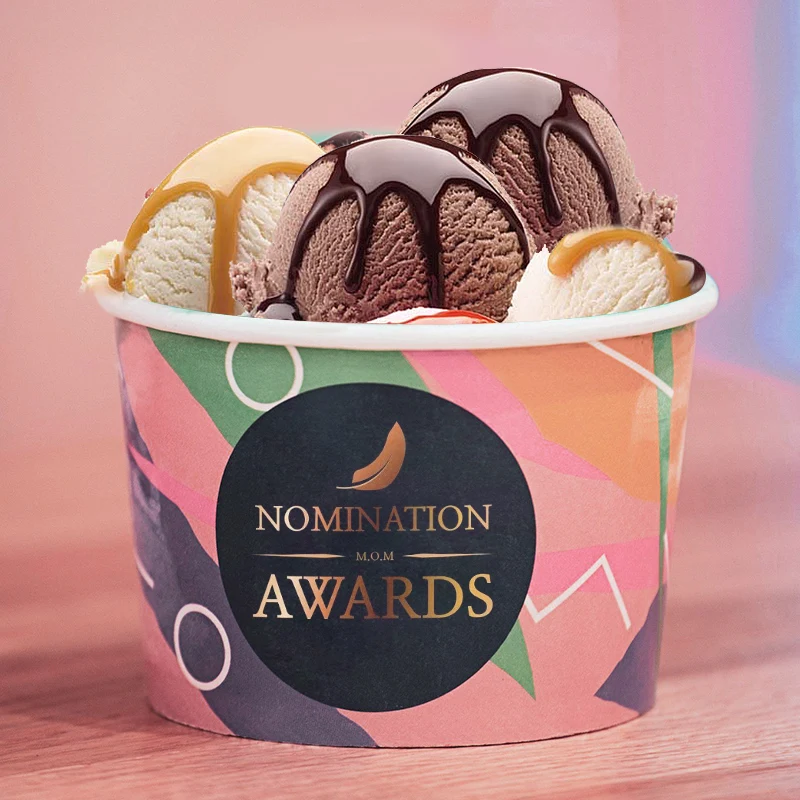 LOKYO Custom cute cartoon frozen yogurt ice cream bowl to go disposable paper cup for ice cream