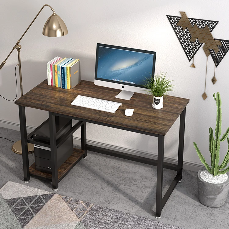 Мебель Vekin, современный промышленный компьютерный стол для дома и офиса, маленький учебный стол с деревянными полками для хранения