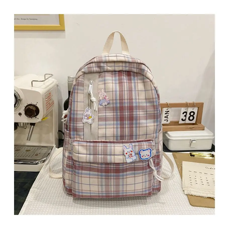 SSC Fashion Lady Cute Lattice Backpack Women Kawaii Laptop New Female College Plaid Back pack Girl Cool Travel Student Bag