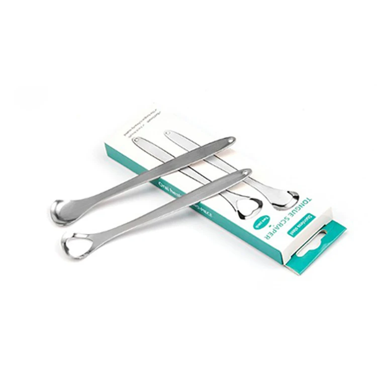
2 pack with storage box Oral cleaning tools stainless steel tongue scraper Rose Gold & Silver 