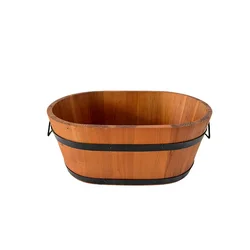 Hot sale products seed flowerpot creative balcony bonsai wooden cask flowerpot with plant