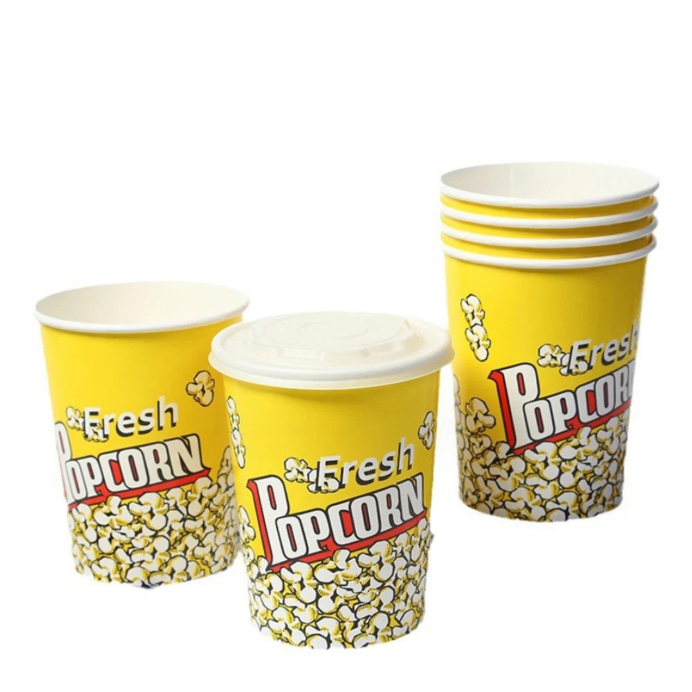 Customize biodegradable Reusable Beautiful Popcorn Fried Chicken Paper Bucket Gold Cartoon Popcorn Jumbo Bucket Paper Cups