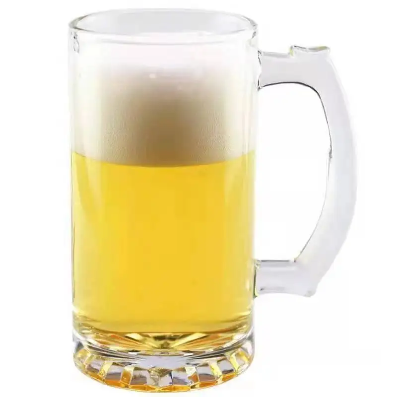 Extra Large Glass Beer Stein Super Mug Heavy Large Capavity 500ml 16.9 oz Beer Glass with Handle For Bar Party