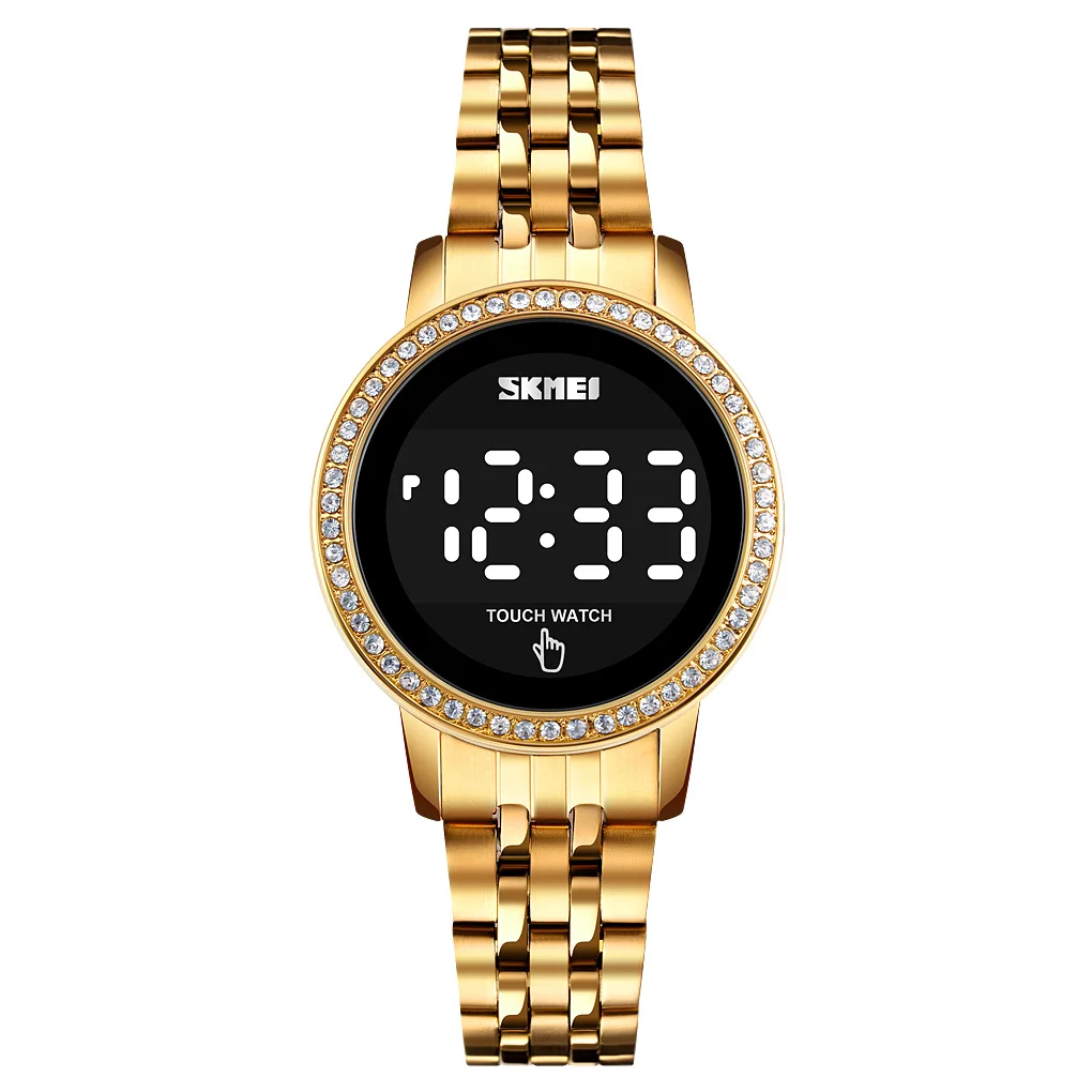 SKMEI 1669 lady women custom branded rose gold white LED hand touch waterproof watches