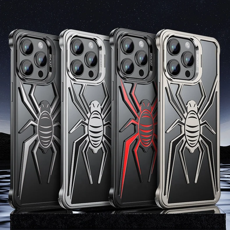 Cool Simple Hollow Aluminum Alloy Phone Case Titanium Mobile Grips Heat Dissipation Cover for iPhone 15 pro max 14 13