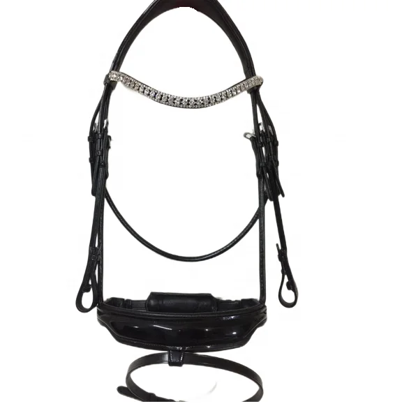 Доступная и прочная мягкая кожа анатомическая уздечка с бриллиантовой кристаллической бровью