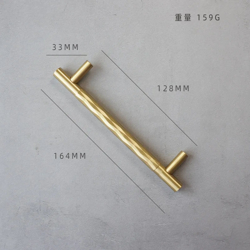 Hoone Modern Gold Style T Bar Textured Knurled Handle 96 mm Solid Brass Knobs and Cabinet Pulls