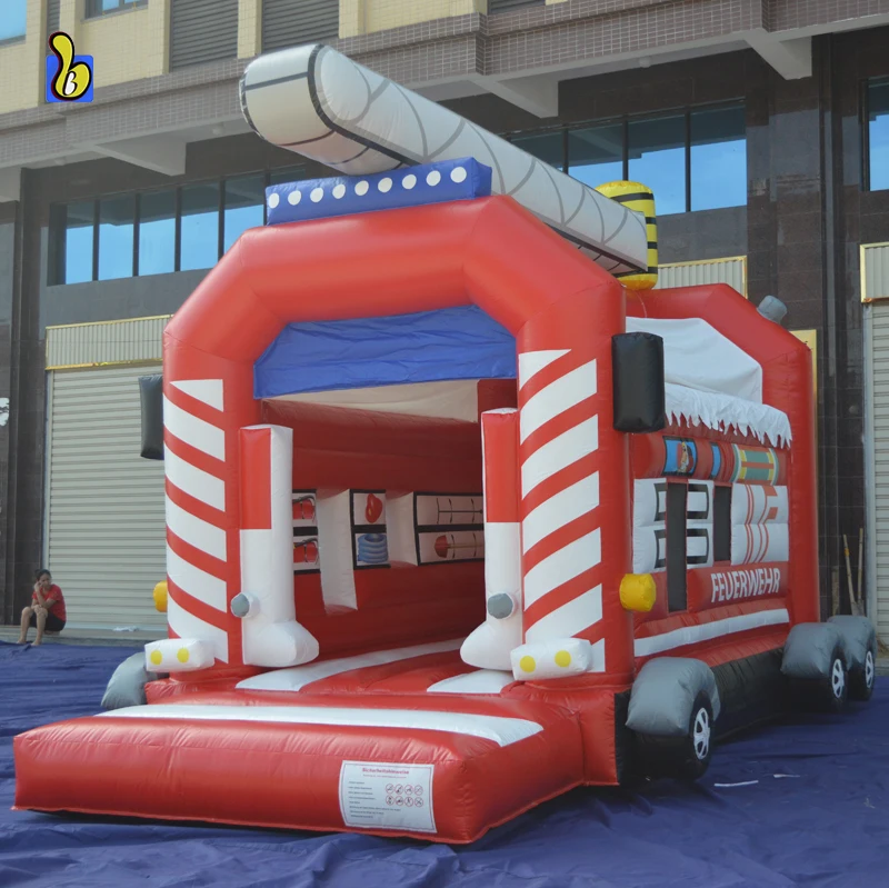 Inflatable Fire Engine Bounce House, Funny Jumping House to Germany