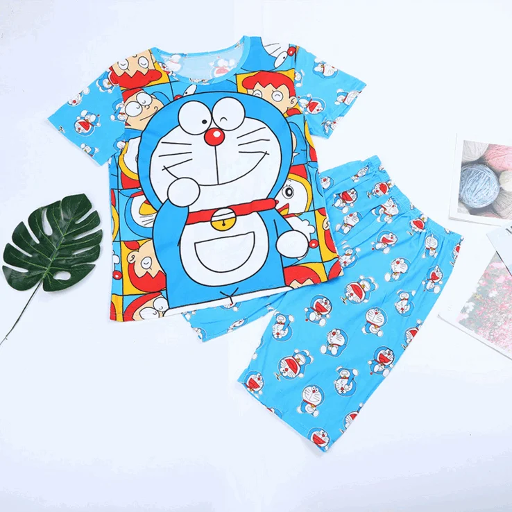 Summer Boys Pajamas Sets Short Sleeve Cartoon Children Sleepwear Character Teenagers Pajama Sleepwear For Girls Kids