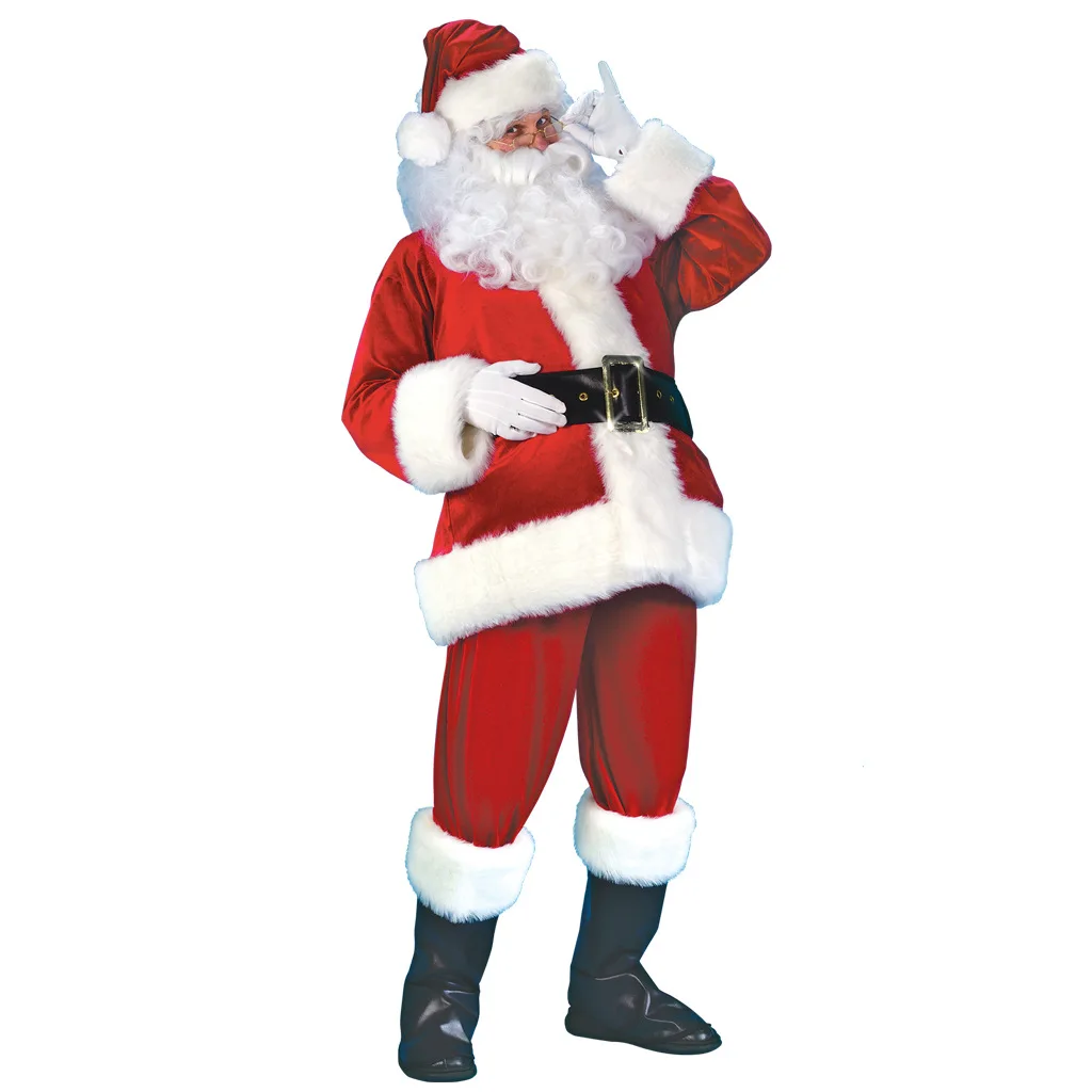 Santa Claus Suit For Adults 7PCS Party Men Children Family Costume Santa Claus Costume New year Adult Christmas Cosplay Costume