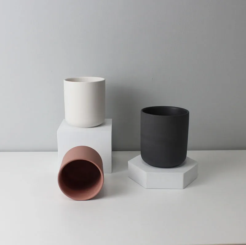 Custom Wholesale Empty Christmas Ceramic Clay Candle Vessels 10 Oz Decorative Candle Jars for Home