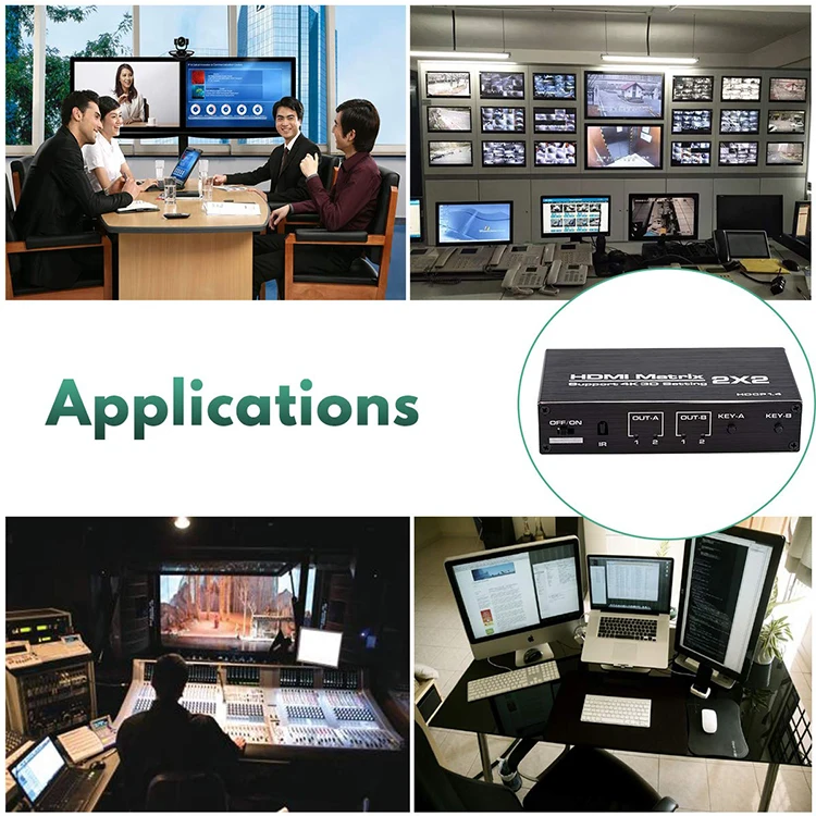  Матричный коммутатор 4K HDMI 2x2 Коммутатор 2 в выхода Разделитель с экстрактором EDID и ИК-пультом дистанционного управления
