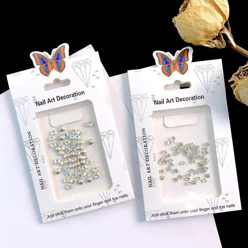 C148 SAFENG 50pcs Shiny Point Back Glass Rhinestone Non Hot Fix Butterfly Star Nail Art Rhinestone For Nail Art Decoration