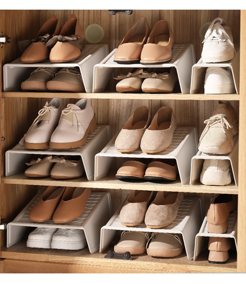 Haixin Plastic Double Decker Shoe Slot Organizer Anti-Skid Design Ladies High Heel Racks Holder