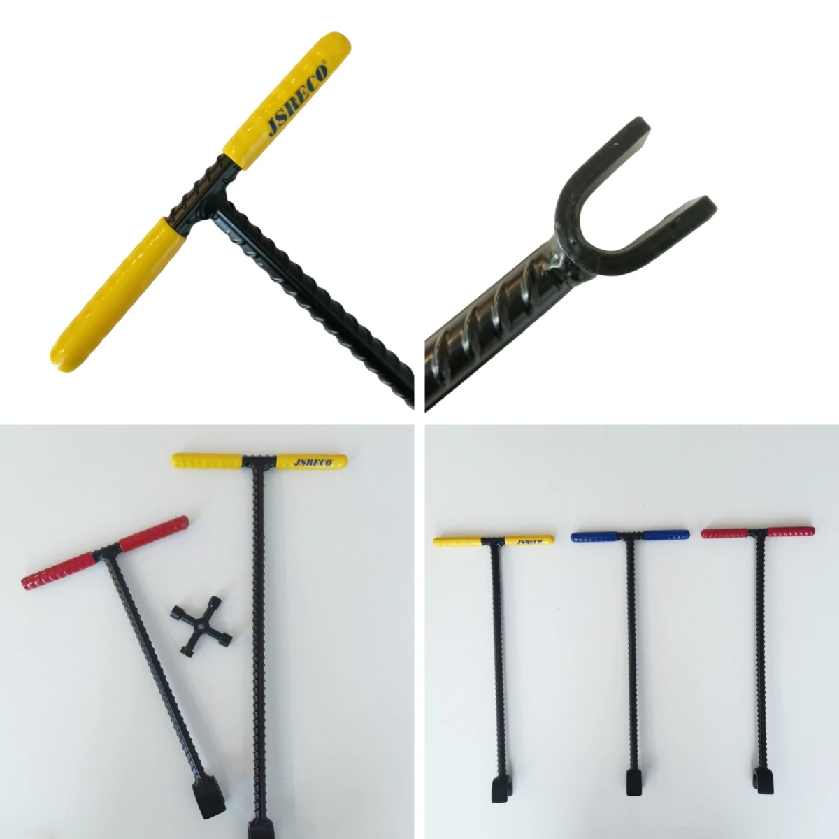 2 PCS Yellow Grip Water Meter Key 17 inch Enforced Steel T-Handle With 4-way Multi-Functional Universal Cross Key