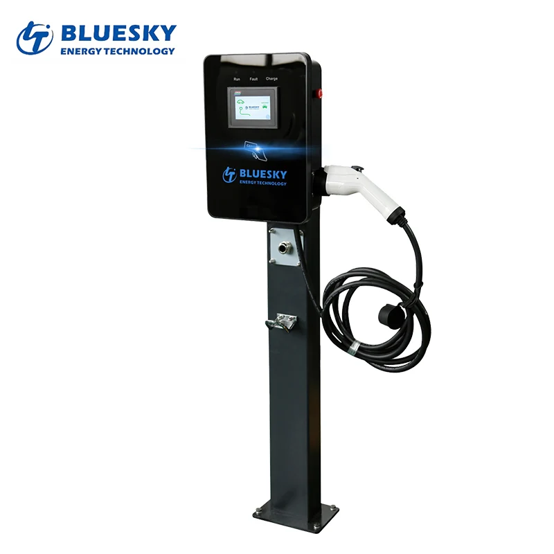 
22kw AC EV Charger with Type 2 with 4.3 Screen Floor mounted Integrated Ev Charger Fast Electric Car Charger 4 Meters 12 Type a  (1600154352199)