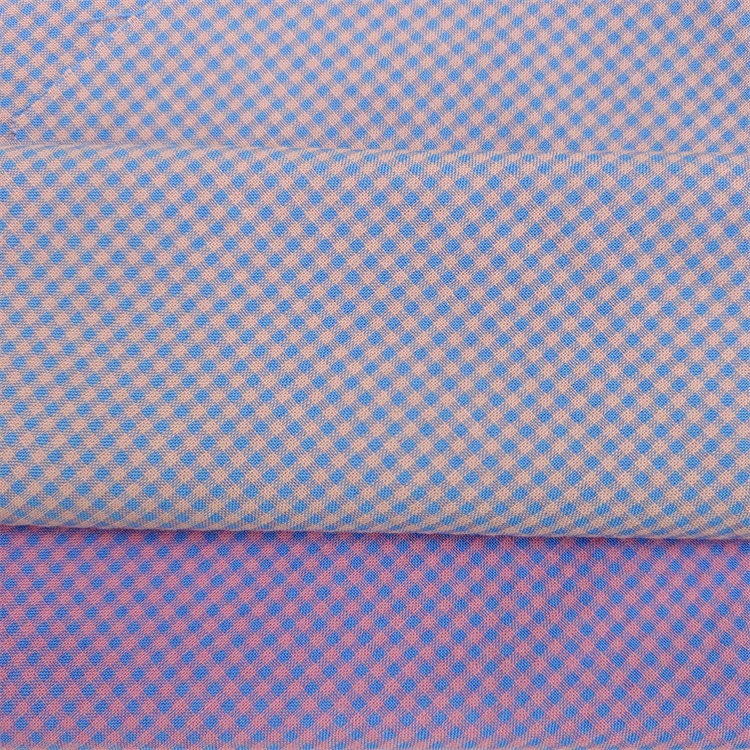 stock Cheap fashion girls dresses fabric polyester cotton blending Yarn dyed lattice clothing check Dress fabric for garment