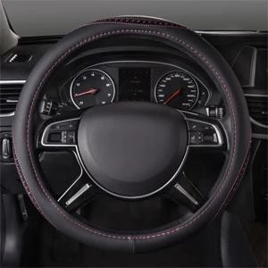 Кожаный чехол для руля MMR Bling со стразами, дышащий Противоскользящий протектор рулевого колеса