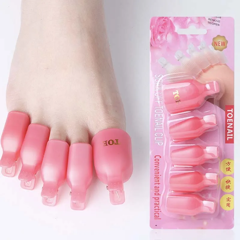 Wholesale 5pcs Nail Polish Remover Product Reusable Colorful Toe Nail Remover Clip Soak Off Toe Nail Clip