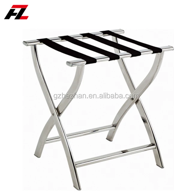 
Hotel Room Stainless Steel Folding Luggage Rack With Back Rest Baggage Holder Hotel Luggage Rack Stand 