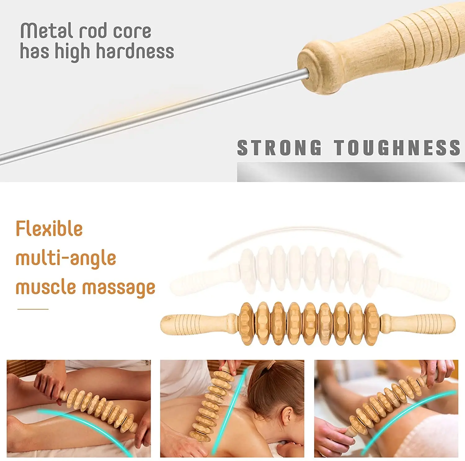 Anti Cellulite Massage Waist Thigh Roller Tool Wooden Massager Maderotherapy Wooden Massager Handheld Roller